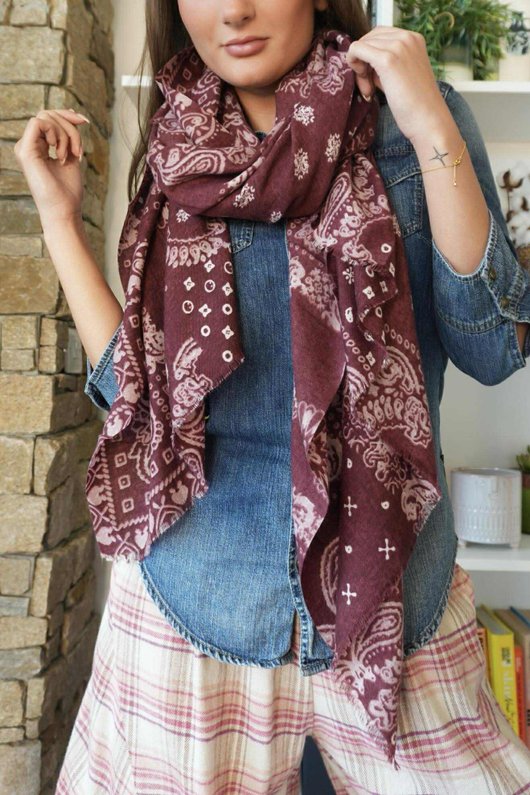 Lucky Bandana Scarf Burgundy